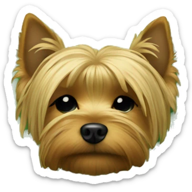 Yorkie dog laying on a green pillow sleeping sticker