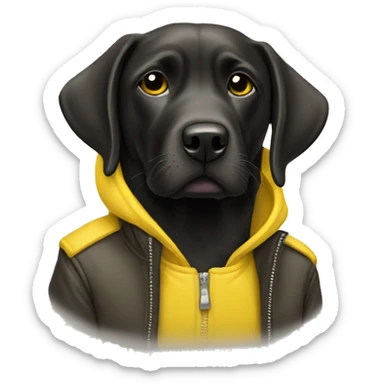 Black lab in yellow jacket sticker