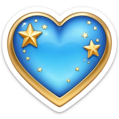 Blue Heart with shiny gold stars  sticker