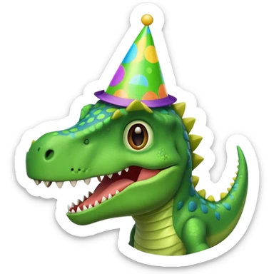 A Dino in a party hat sticker