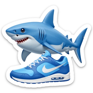 Tralalero Tralala, a shark with 4 legs and blue nike sneakers on each foot sticker