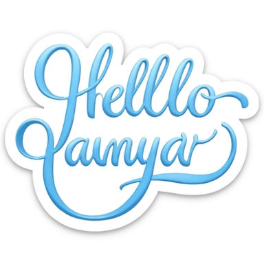 Light Blue “ hello January “ word in cursive sticker