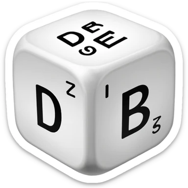 create a dice with the word der die das written on each visible side sticker