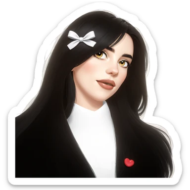 girl with long black hair sticker