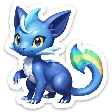 Rainbow crystal mix Shiny pastel Salandit-Meowstic-Noibat-Fakémon-hybrid-creature (full body)  sticker