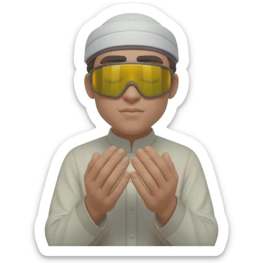 Sheikh in goggles making dua sticker