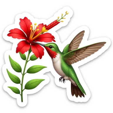 hummingbird drinking nectar from flower sticker