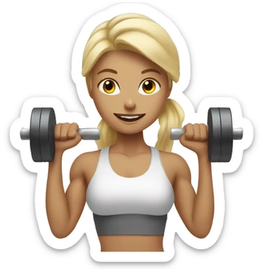 blonde girl in gym lifting dumbell sticker
