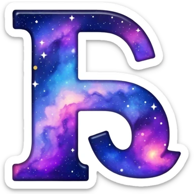 letter J filled with galaxy pattern and stars sticker