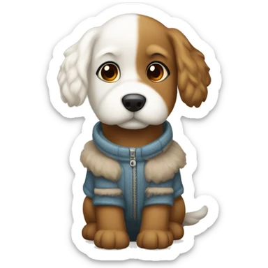 Perro Lanudo Vestido De Invierno sticker