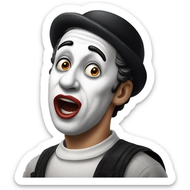 photorealistic The French Mime is in shocked sticker