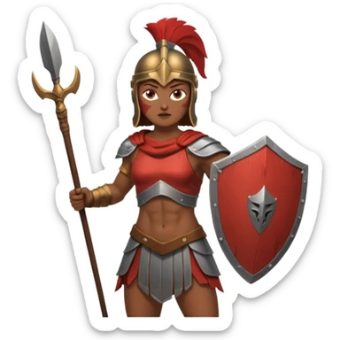 woman spartan warrior holding spear and shield sticker