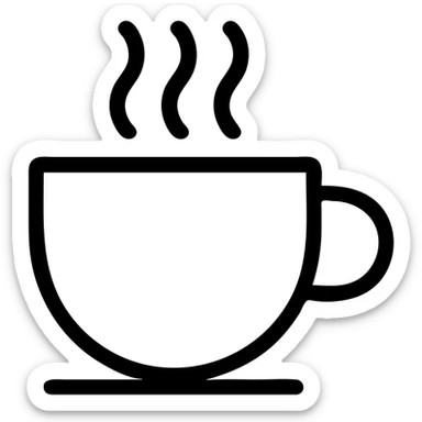 cup of coffee, simple icon style, clean lines, minimal details, suitable for app icon sticker