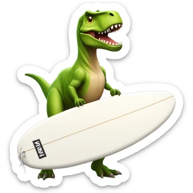 T-rex wearing a tutu on a surfboard  sticker