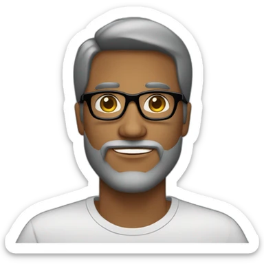 hombre con sombra de barba gafas semiredonddas y en la parte de arriba tiene marco negro, el hombre tiene pelo negro y con tez blanca sticker