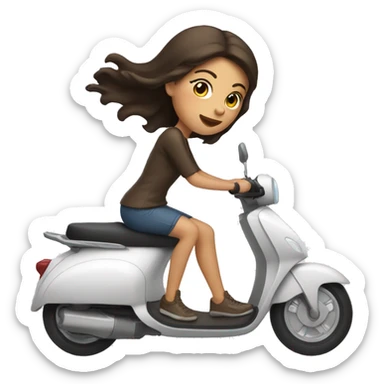 Brunette girl on an elctric scooter sticker