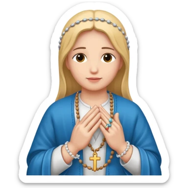 Praying hands holding a rosary, close-up. sticker