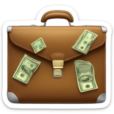 briefcase with money sticker