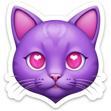 Purple cat with heart sticker