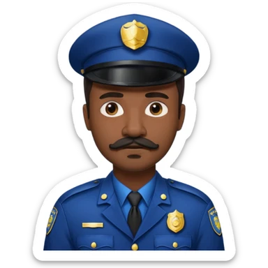 black men with mustache wear police's uniform sticker