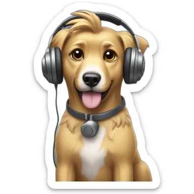 griffon dog in headphones sticker