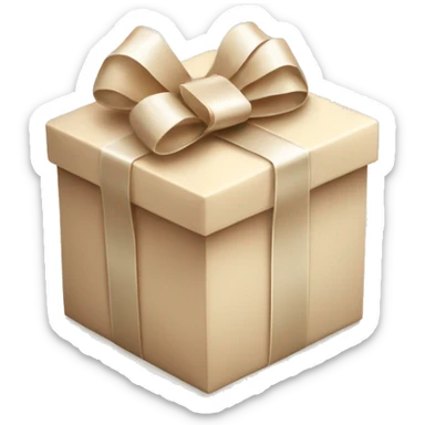 beige gift box white bow ribbon sticker