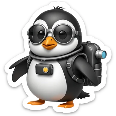 penguin with a jetpack and sunglasses sticker