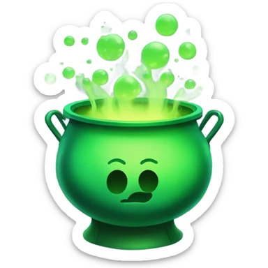 green magic cauldron with potion sticker