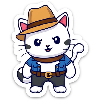 Cat wearing cowboy hat sticker