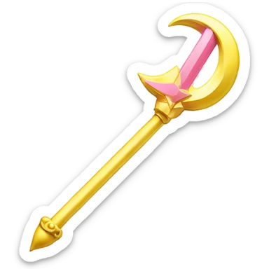 Sailor moon wand pink and white, yellow moon sticker
