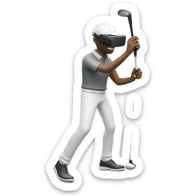 man playing golf with a vr headset on sticker