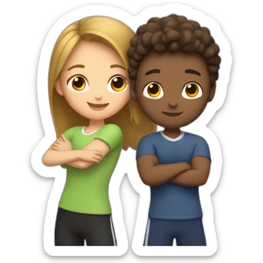 Gym girl and boy hugging each other sticker