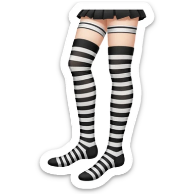 black and white striped stockings with two holes on each leg of white skin, no shoes sticker