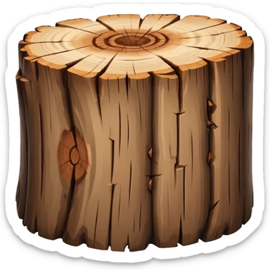 thick wood log with bark texture sticker