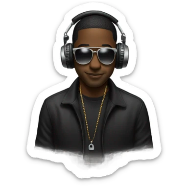 Black dj on the decks sticker