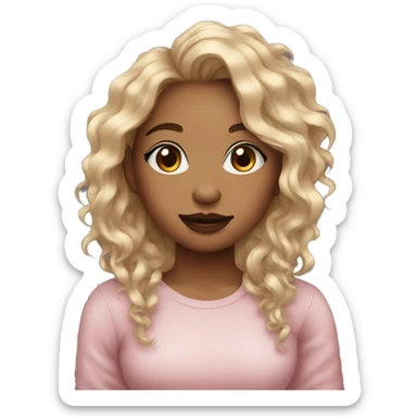 Girl with septum piercing, poofy wavy hair sticker