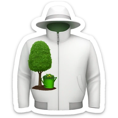 gardener pith helmet jacket white green trees  sticker