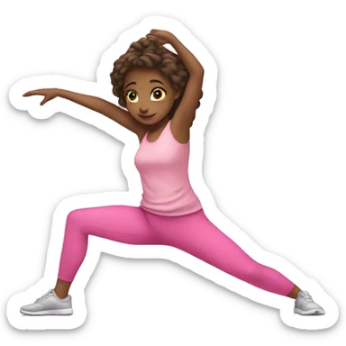 A girl in pink clothes doing stretching sticker