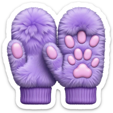 Pastel purple fuzzy cozy furry cat paw mittens  sticker