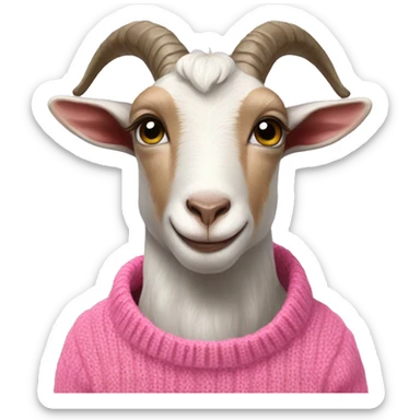Goat wearing pink sweater with pink bow  sticker
