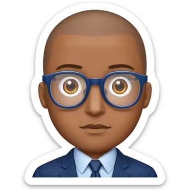 Buzz cut Puerto Rican male with oval head and square glasses and dark blue business suit  sticker