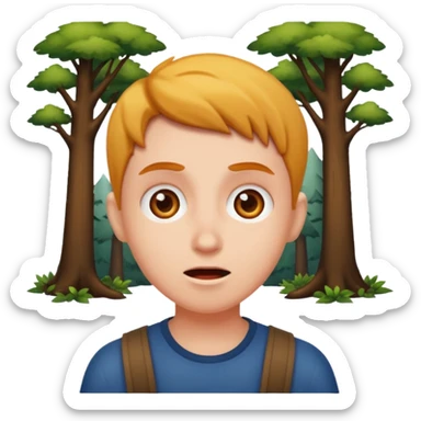 Person amazed to see the woods sticker