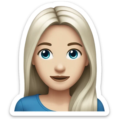 dark brown hair dark blue eyes long straight hair white skin woman sticker