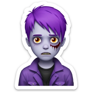 boy emo zombie purple hair sticker