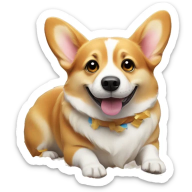 a corgi dog celebrating with confetti  sticker