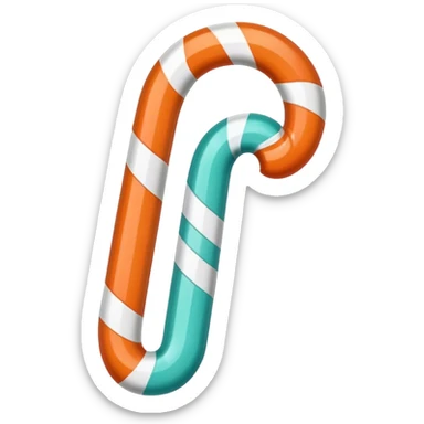 Teal and orange candy cane sticker