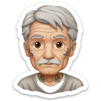 old man with lot of tattoos sticker
