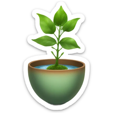 plant in a pot in a bowl with water sticker