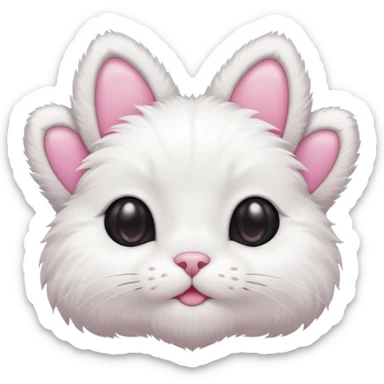 white cat fluffy paw, from the bottom, cute, kawaii sticker
