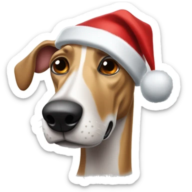 Perro galgo con gorro de navidad y rabo de ardilla sticker